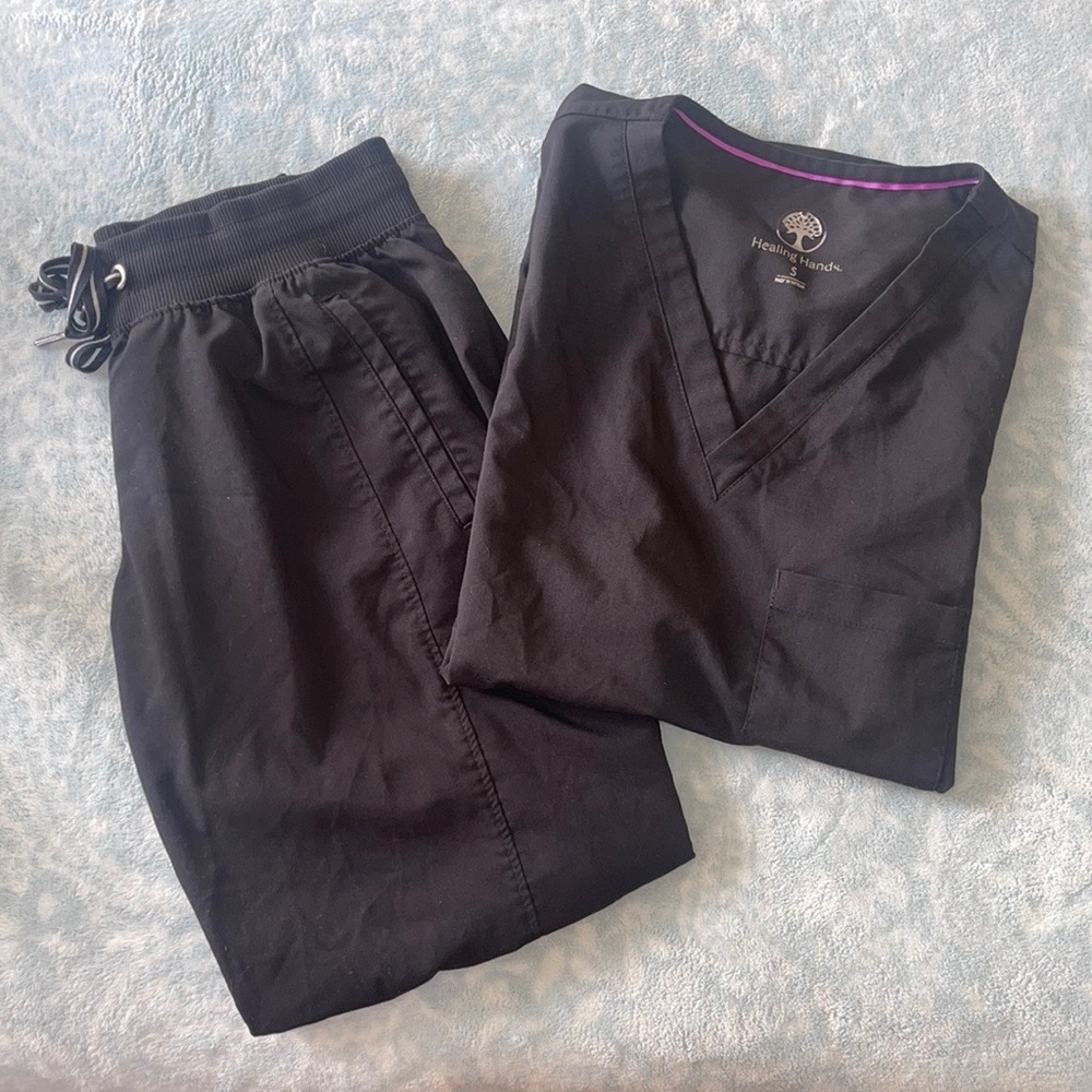 Black Healing Hands Jogger Scrubs
